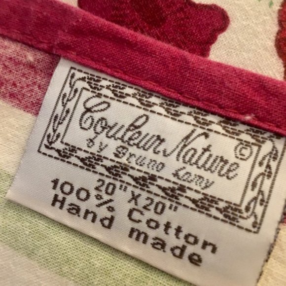 Couleur Nature Cloth Napkins Poppies Cream Wine Red Lime Set of Eight Cotton - Picture 4 of 7